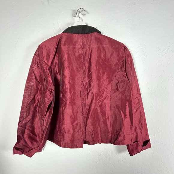 Gianni Woman Red & Black Linen Blend Button-Up Shirt Size 14 Long Sleeve Casual - Picture 2 of 8